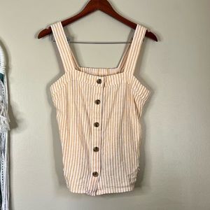 J. Crew Linen Blend Button Front Striped Tank Top - Size Small